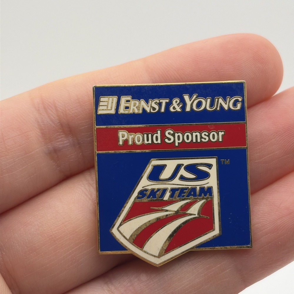 Olympic Winter‎ Games USA Ski Team Ernst & Young Proud Sponsor Lapel Hat Pin